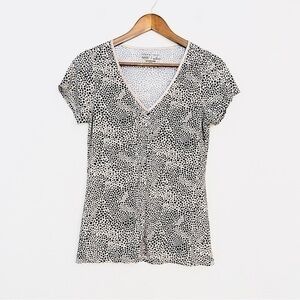 ALFANI Intiimates Short Sleeve V-Neck Top Size Small Black/Cream